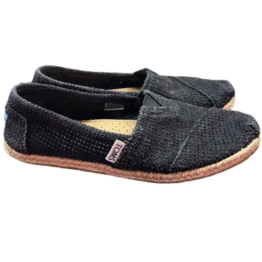 TOMS Black Espadrilles Sz 5 Wide